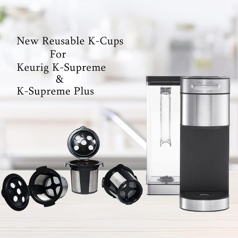 DeliBru Reusable K Cups for Keurig Supreme and K Supreme Plus Coffee Pods Filter - Pack of 4 - Refillable K Cups for Keurig Supreme Plus Coffee Maker - K cups reusable pod Keurig Supreme Accessories