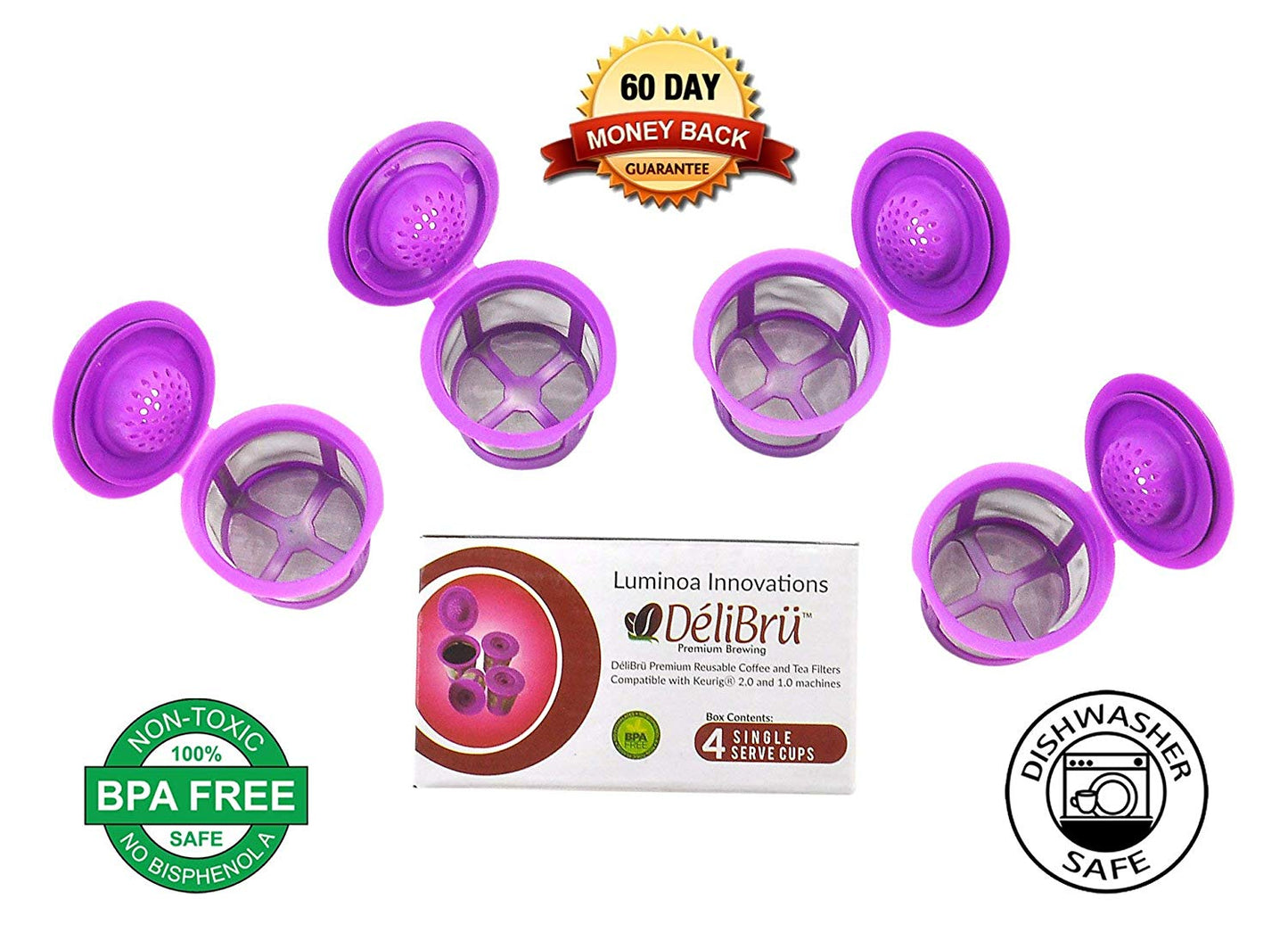 Reusable K-cups for Keurig 2.0 and 1.0 Machines 4packs