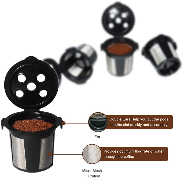 DeliBru Reusable K Cups for Keurig Supreme and K Supreme Plus Coffee Pods Filter - Pack of 4 - Refillable K Cups for Keurig Supreme Plus Coffee Maker - K cups reusable pod Keurig Supreme Accessories