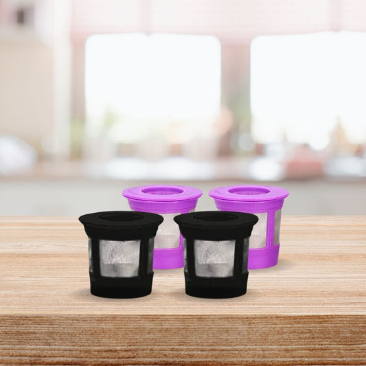 Reusable coffee pods for Keurig 2.0 & 1.0 - 4 PACK -2Black and 2Purple