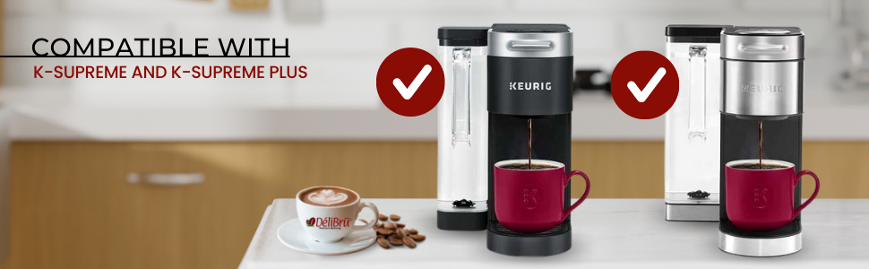DeliBru Reusable Coffee Pods for Keurig Supreme and K Supreme Plus Coffee Maker - Pack of 6 [Black]