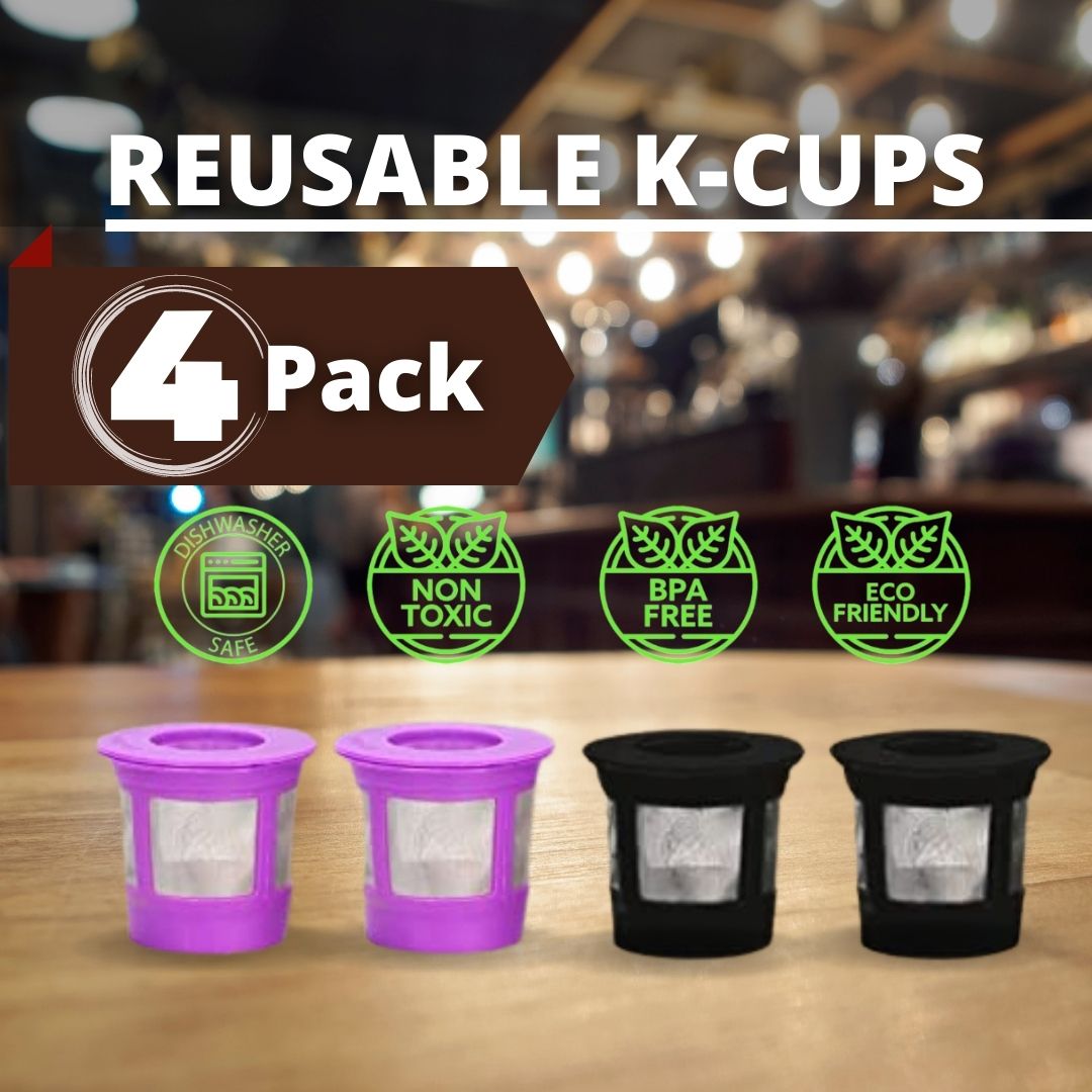 Reusable coffee pods for Keurig 2.0 & 1.0 - 4 PACK -2Black and 2Purple