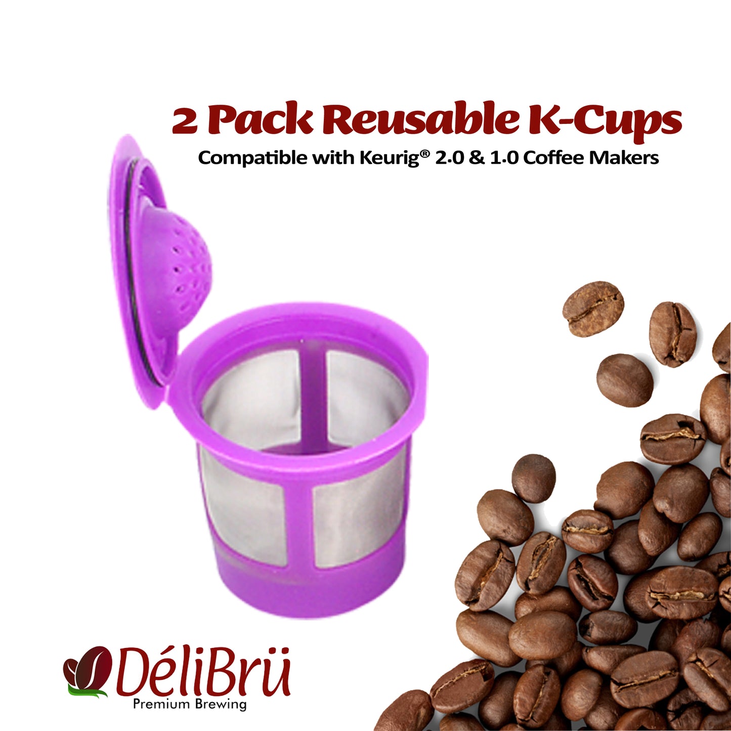Reusable K-cups for Keurig 2.0 and 1.0 Machines 2packs