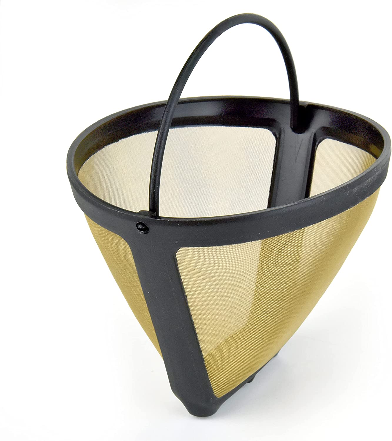 Gold Tone Delibru Cone Style Replacement Coffee Filter Basket for Cuisinart Coffee Maker - Size; Top : 4.12", Height : 3.18", Bottom : 2.12"