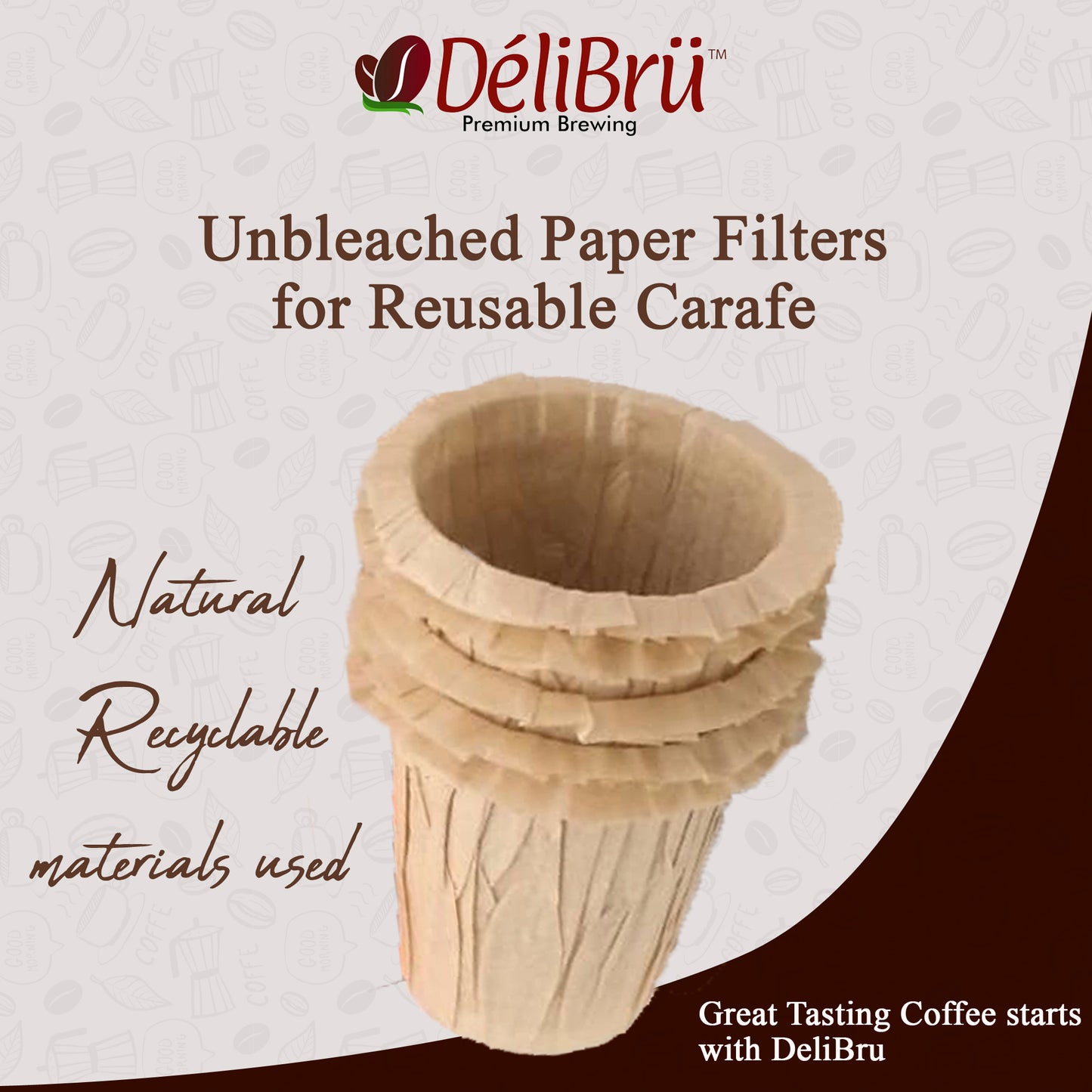 Unbleached Paper Filters for Reusable Carafe Fits All Brands Compatible With All - Disposable Paper Filter (100/Box)