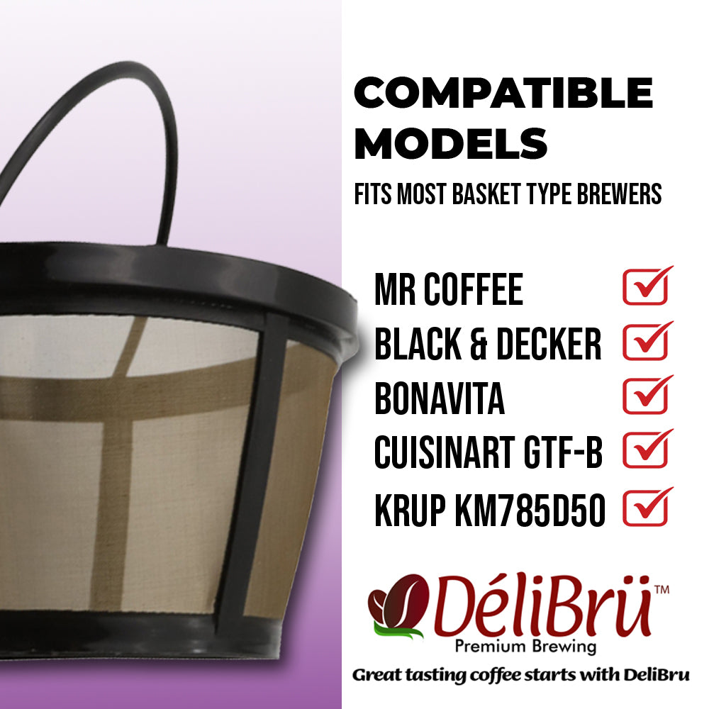 Mr Coffee Reusable Filter Basket 8-12 Cup for Mr Coffee Maker and Brewers replaces Paper Filter BPA Free