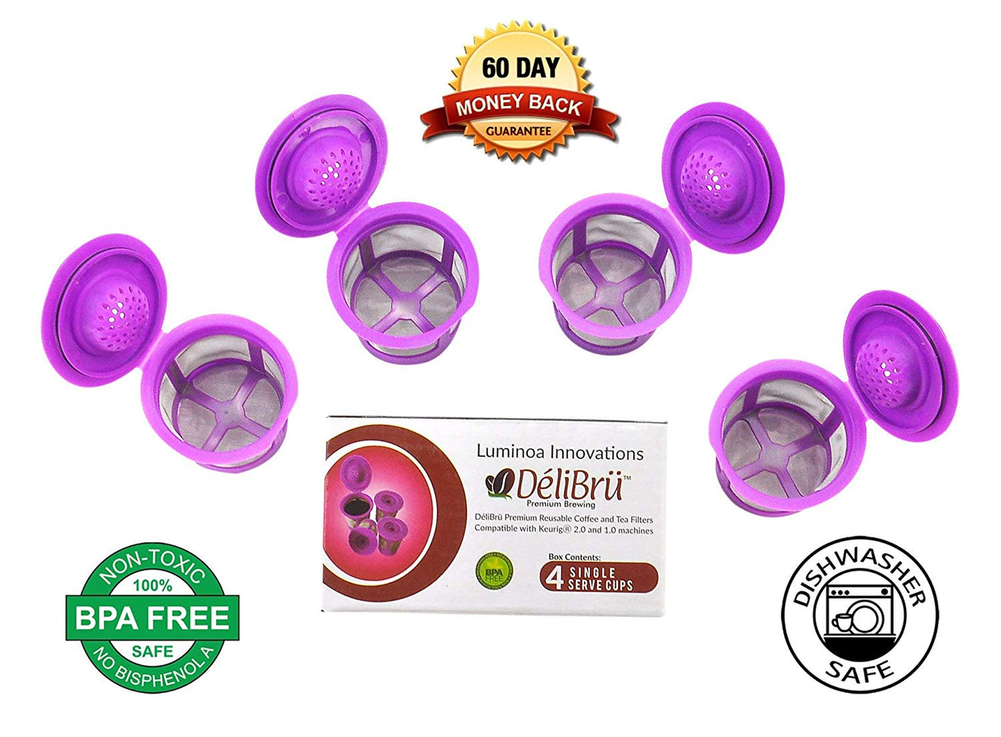 Reusable K-cups for Keurig 2.0 and 1.0 Machines 4packs