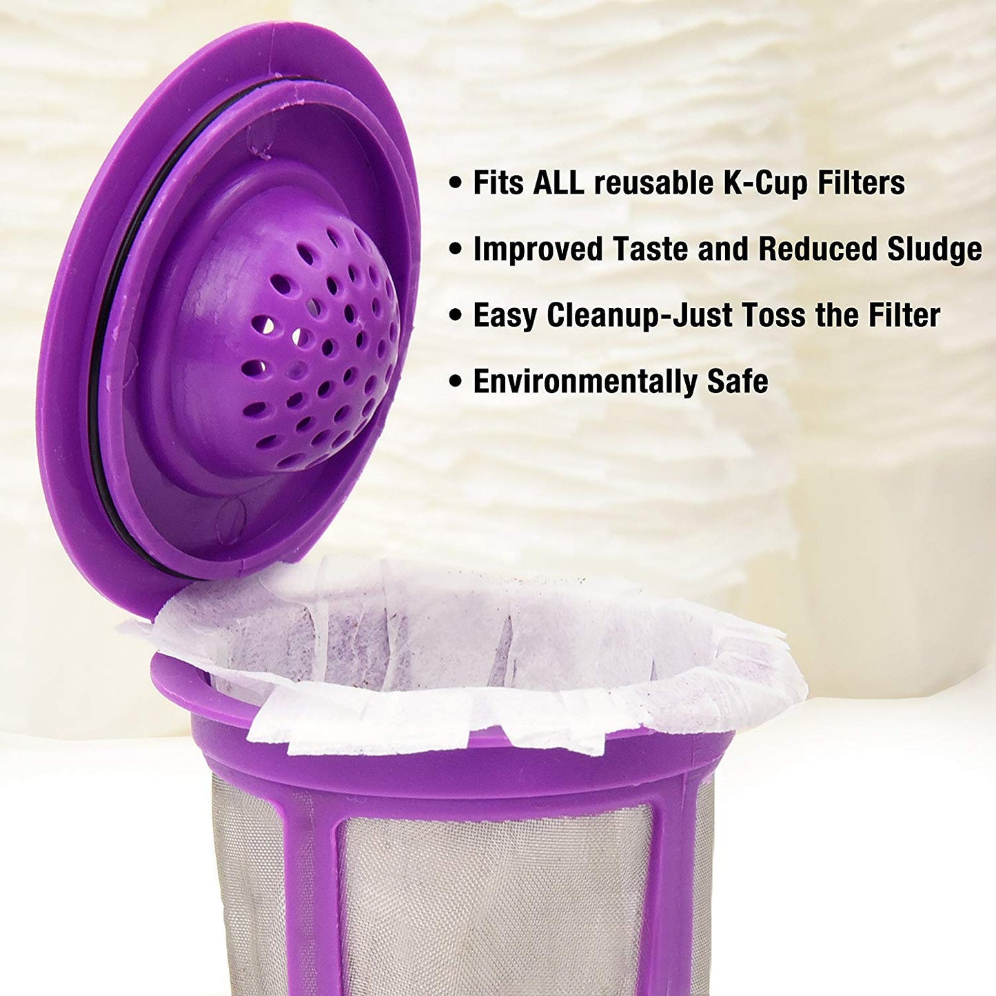 Optional Disposable Paper Filters for Reusable K Cups (300/Box) Fits All Brands